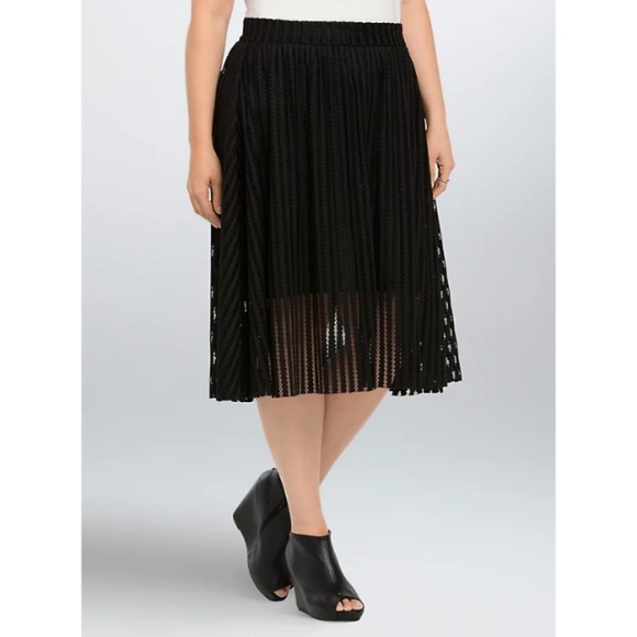 torrid Dresses & Skirts - Torrid Mesh Stripe A-Line Midi Skirt Black Size 16